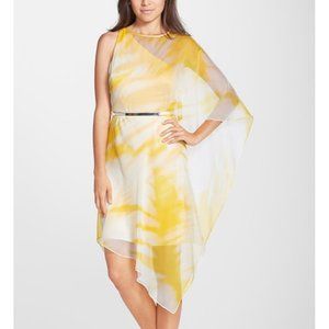 Halston belted  Print Chiffon Drape Dress